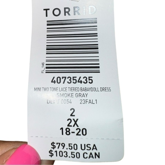 NWT ▶️ Torrid ◀️Mini Two Tone Lace Tiered Babydoll Dress - Picture 8 of 16